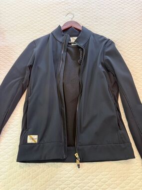 Tracksmith Black Athletic Performance Jacket with Gold Zipper Pulls